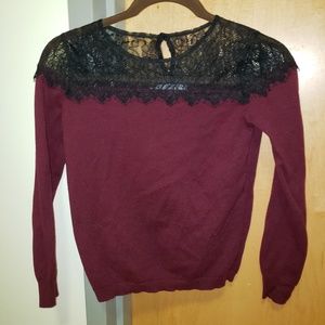 Jennifer Lopez Maroon Long Sleeve with Black Lace